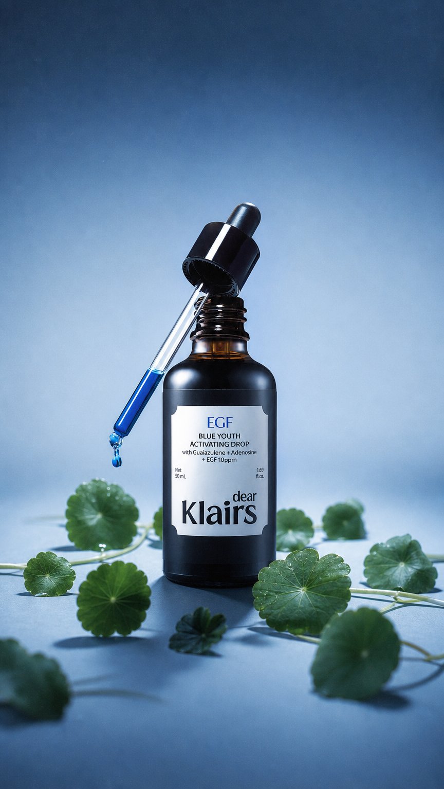 AI product shot of Dear, Klairs EGF Blue Youth Activating Drop 50ml