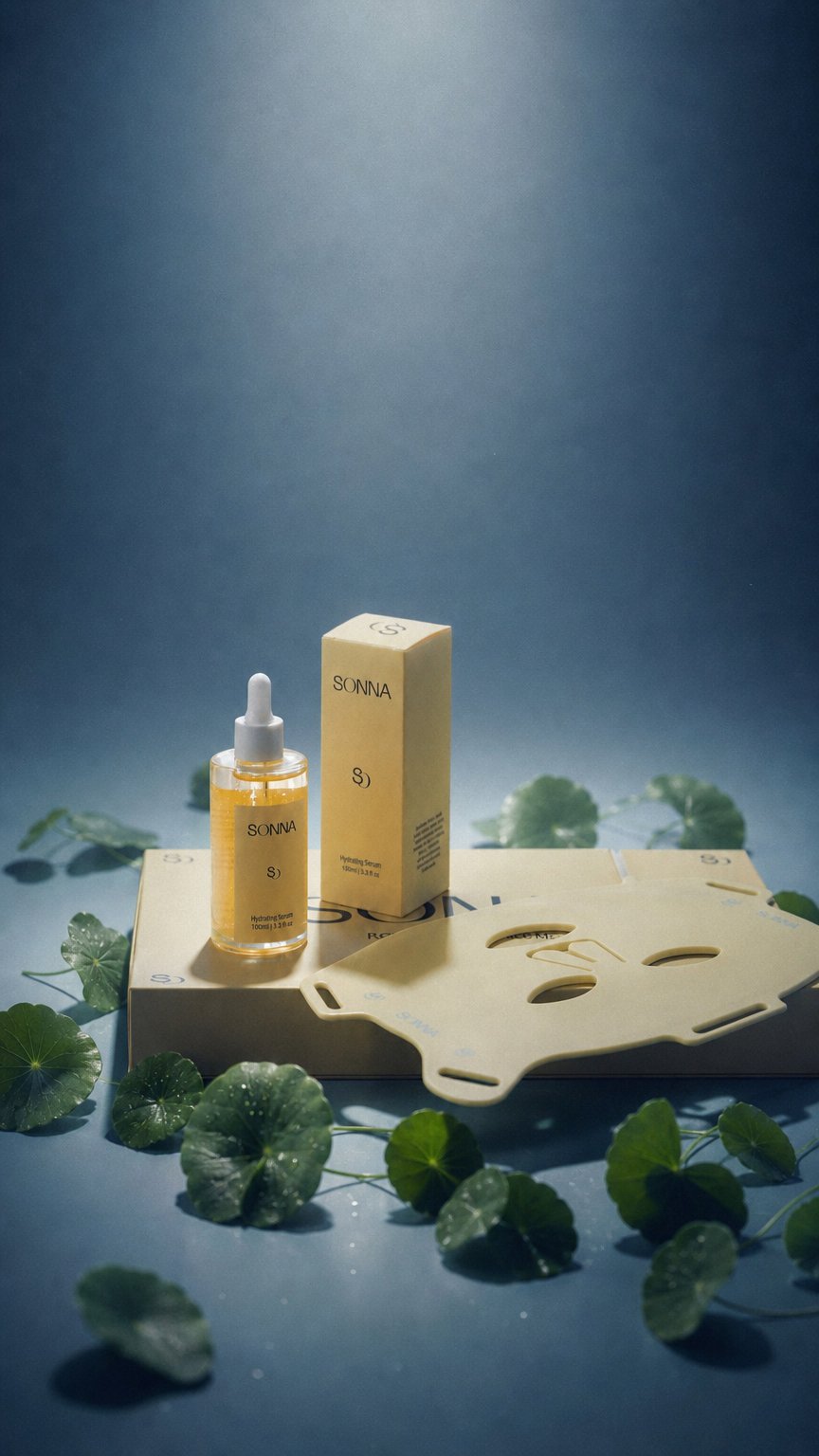 AI product shot of The Sonna Mask + Décolletage + Serum Bundle