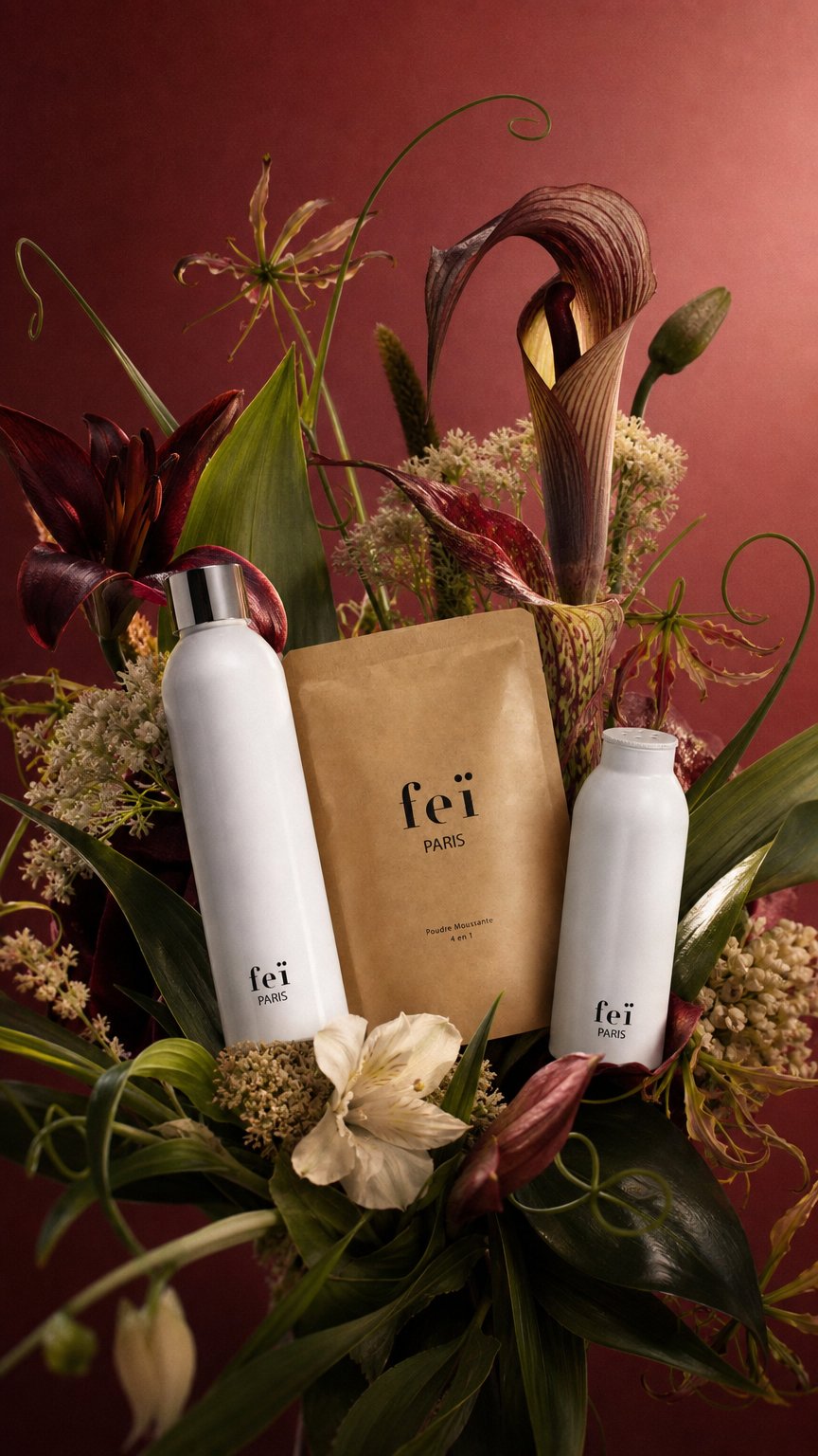AI product shot of Kit Découverte Soin 4 en 1 – Recharge 50g de Poudre Lavante + Flacon
