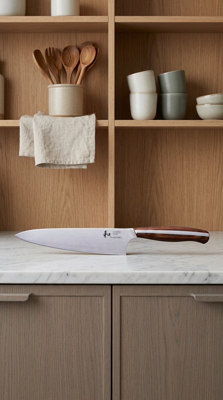 AI product shot of Nagomi Gyuto Chef Knife