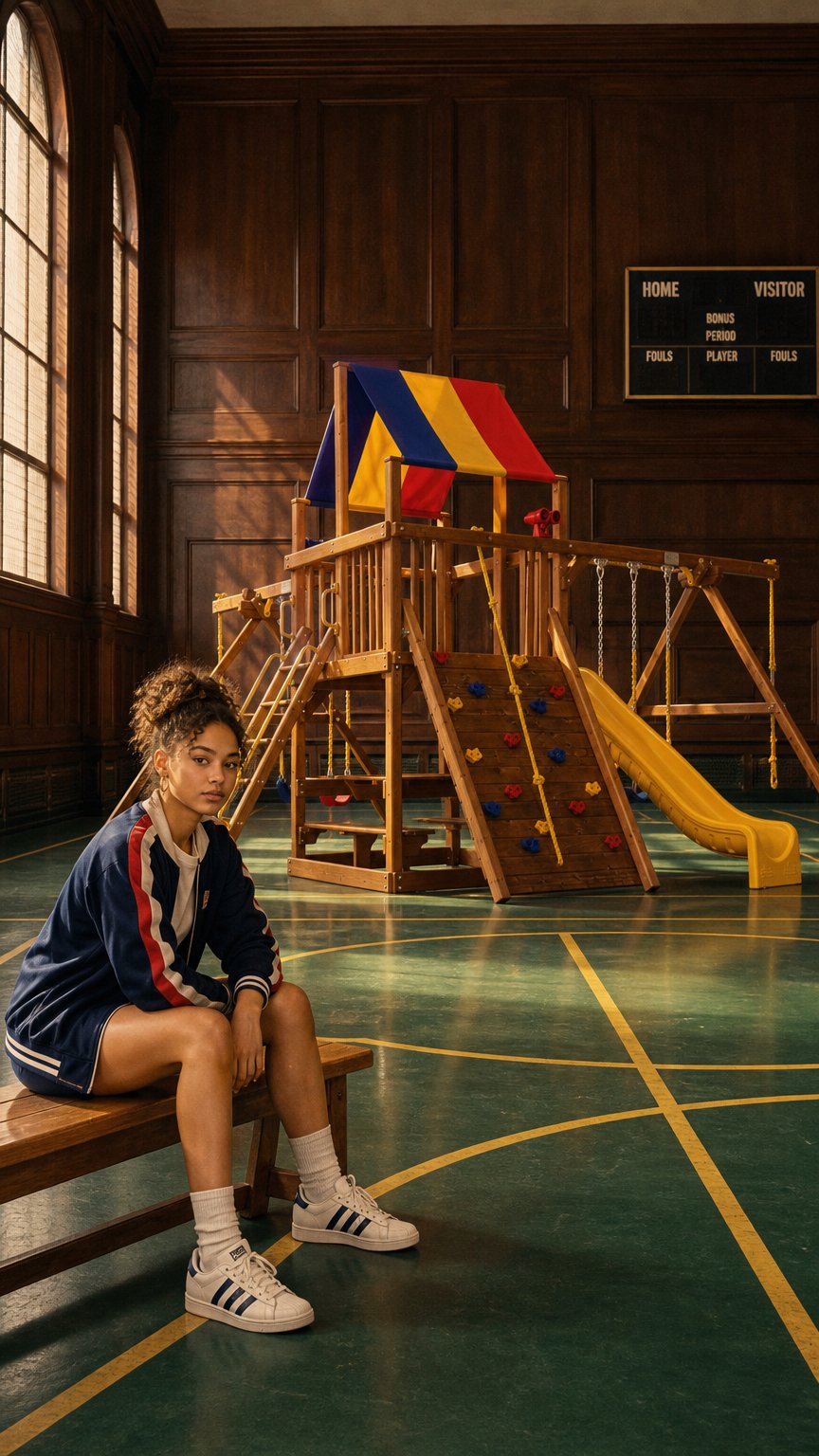 AI product shot of Sunshine Clubhouse Wood Swing Set Play System – Pkg II Feature Model (32A)