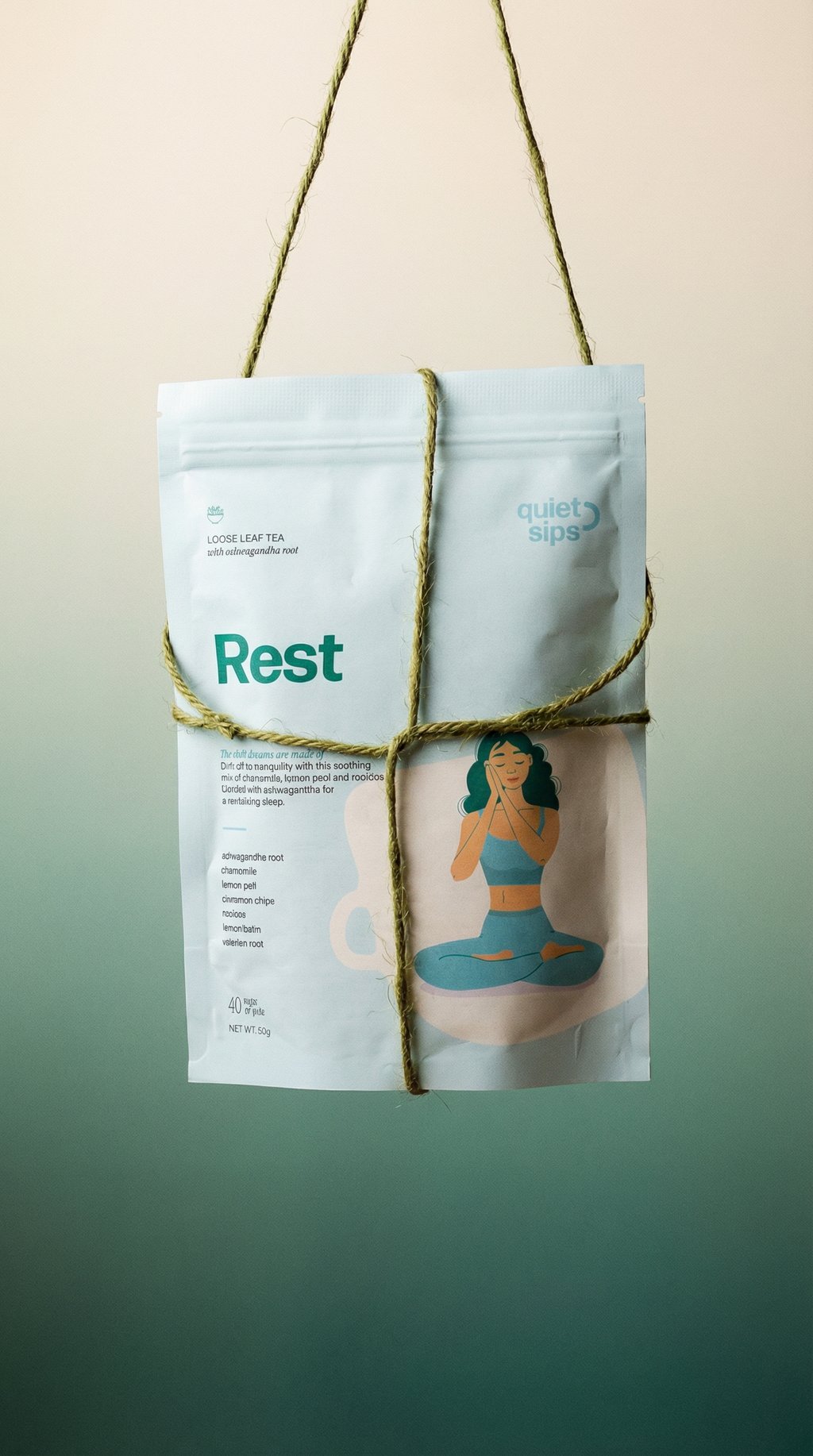AI product shot of Rest - Soothing Herbal Tea for Relaxation and Sleep