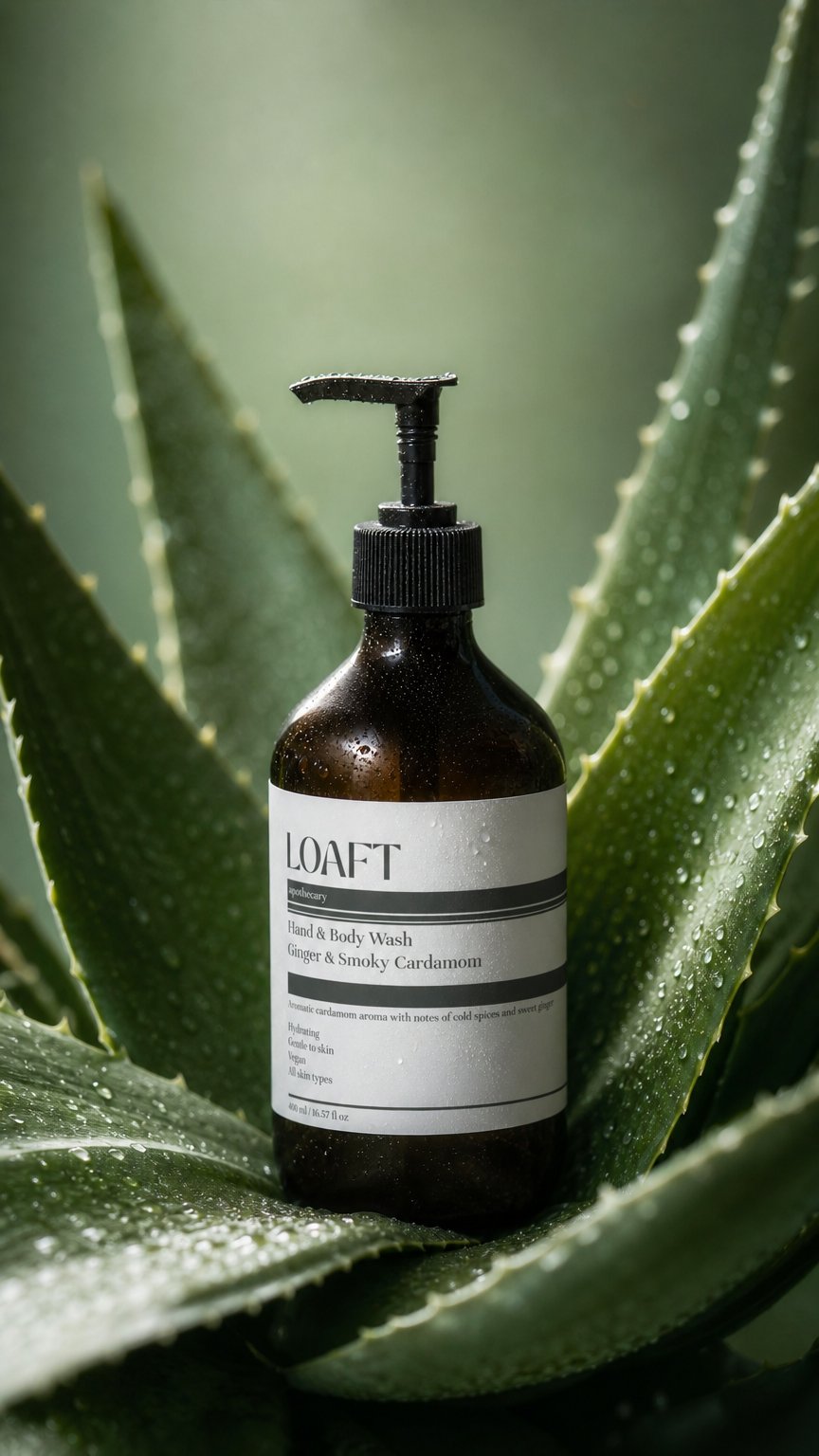 AI product shot of LOAFT Hand & Body Wash, Ginger & Smoky Cardamom