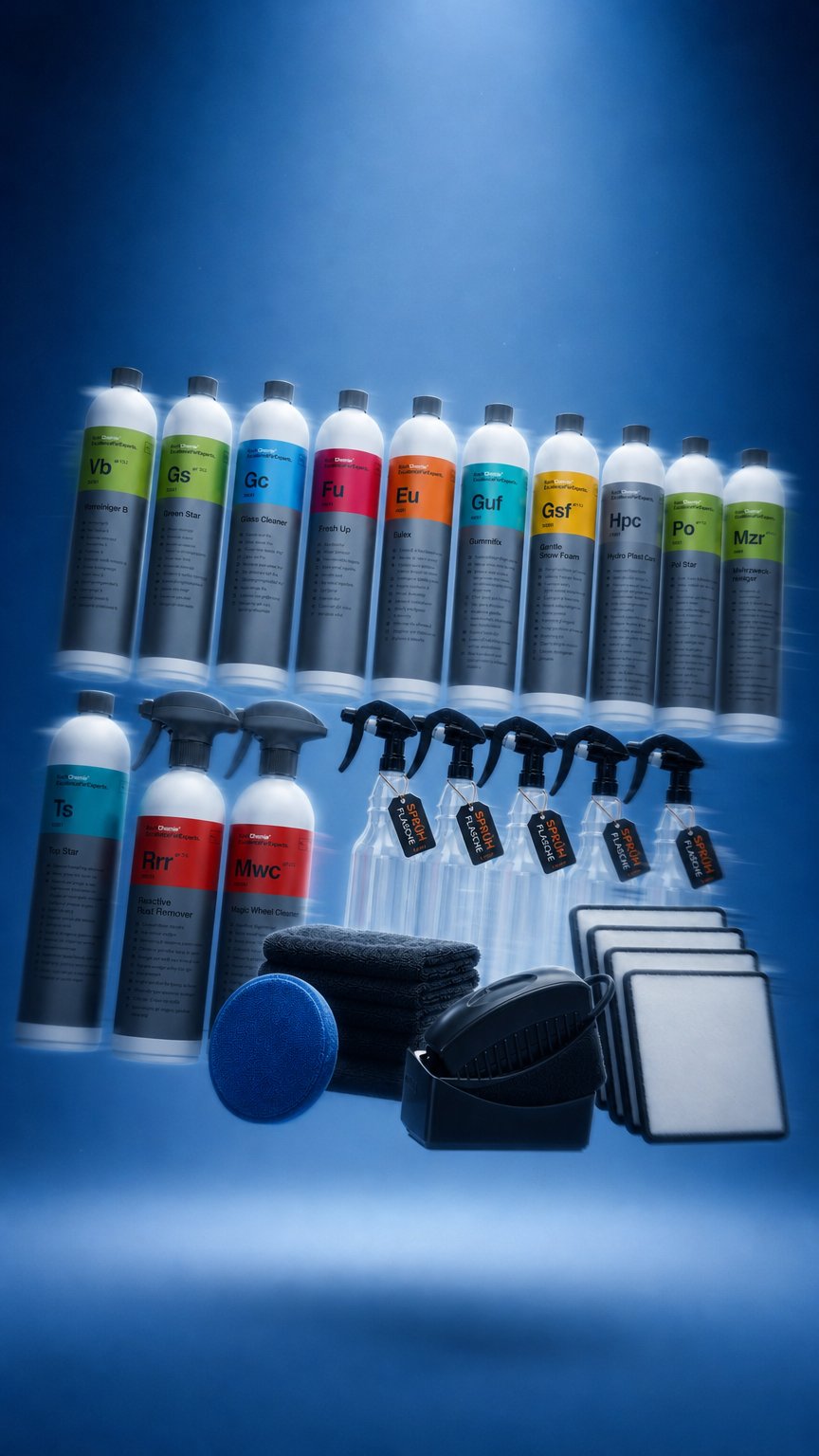 AI product shot of Koch Chemie Komplettpaket Innen & Außen – Das ultimative Auto Pflege Set