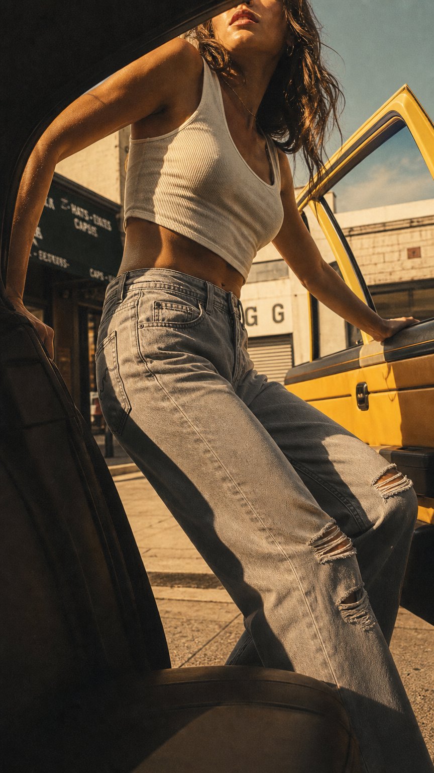AI product shot of Grange "Reborn" 90's Relaxed Boyfriend