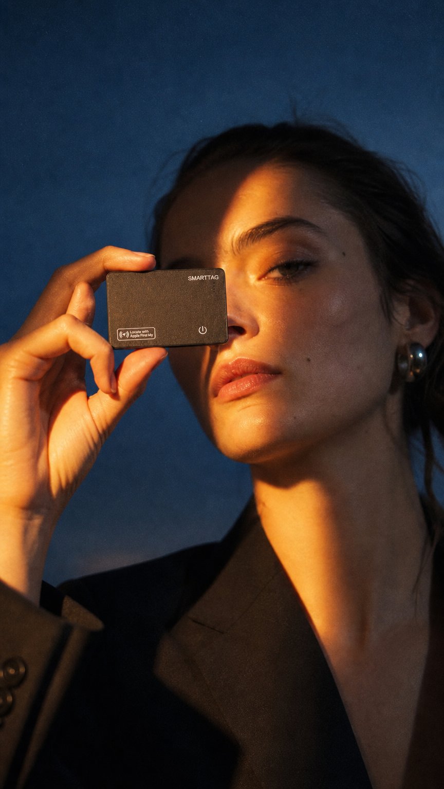 AI product shot of CardTrace — Carta Localizzatore per Portafoglio (Apple Dov'è)