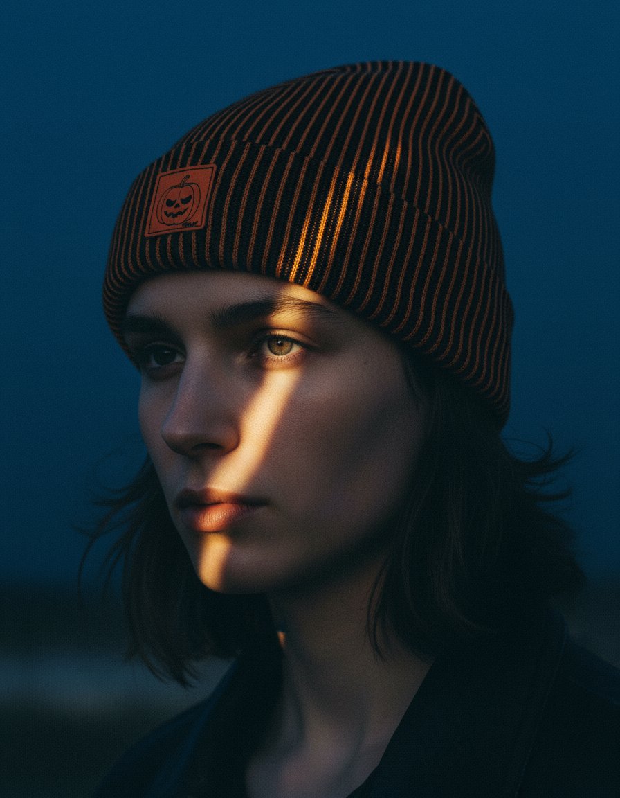 AI product shot of Halloween Beanie – Smile After Dark, Haakwear Exclusive | Made in USA