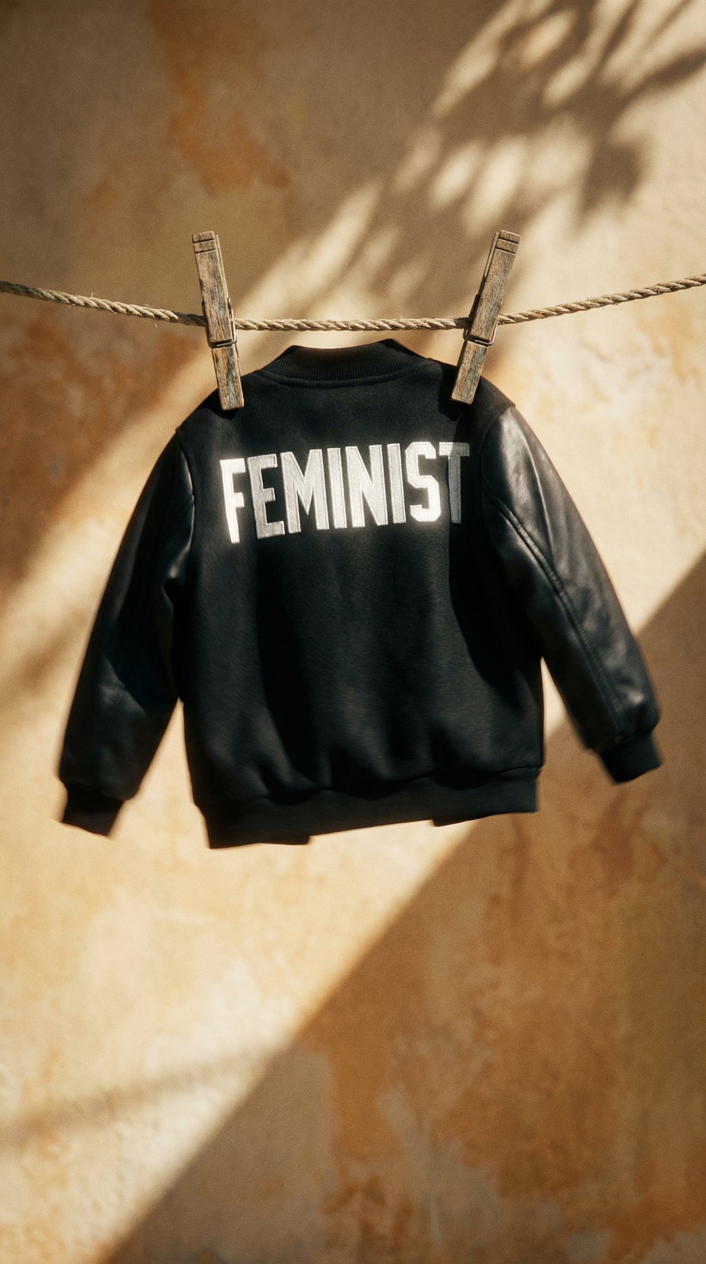 AI product shot of KIDS FEMINIST Varsity Jacket