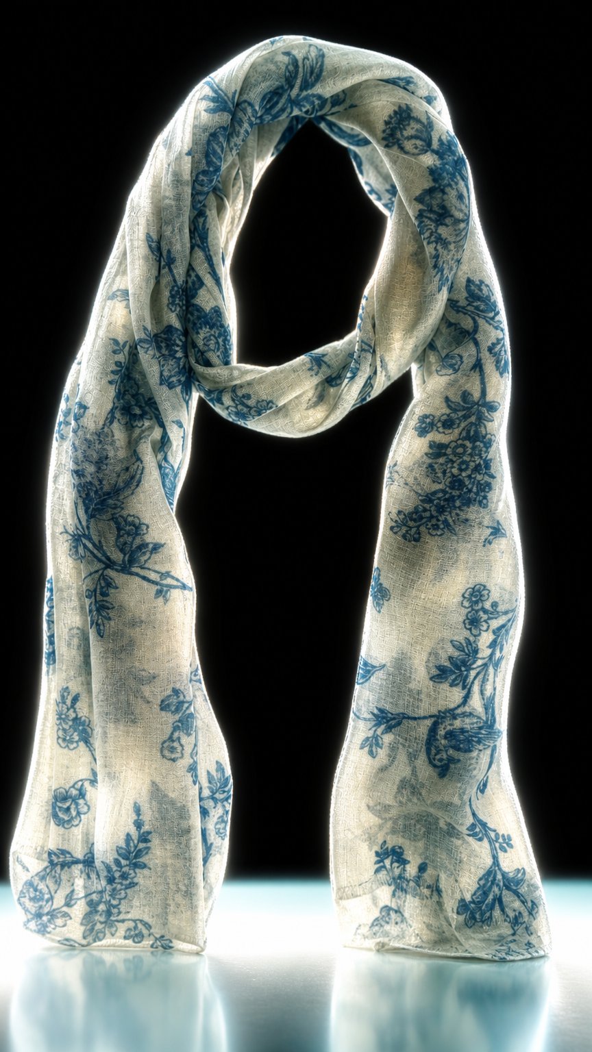 AI product shot of The Pashmina Poem: Wool Scarf in White & Blue