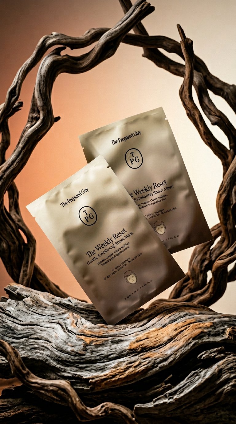 AI product shot of The Weekly Reset Sheet Mask, multipack