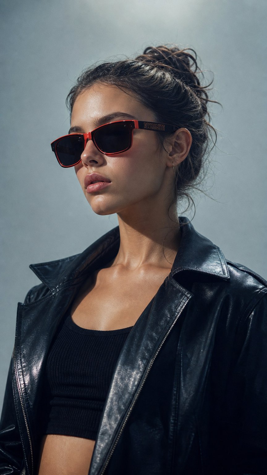AI product shot of Dynamite Forever Sunglasses Stealth Black Red Shades Skateboard Eyewear