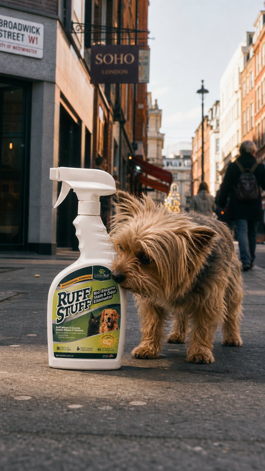 AI product shot of RUFF STUFF Bio-Enzyme Stain & Odor Eliminator