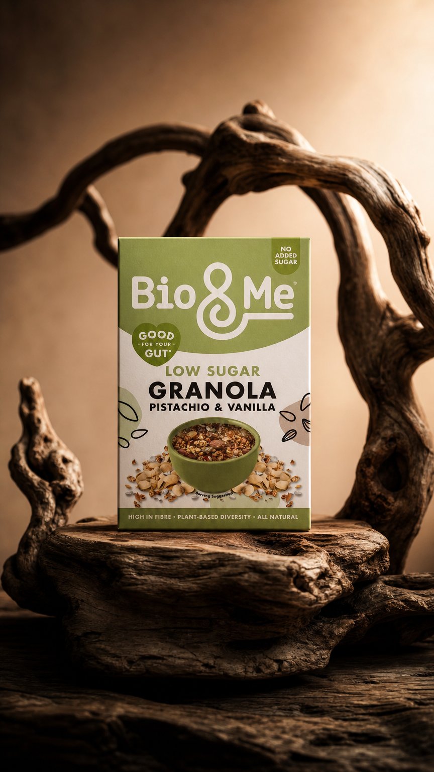 AI product shot of PISTACHIO & VANILLA GRANOLA (360g)