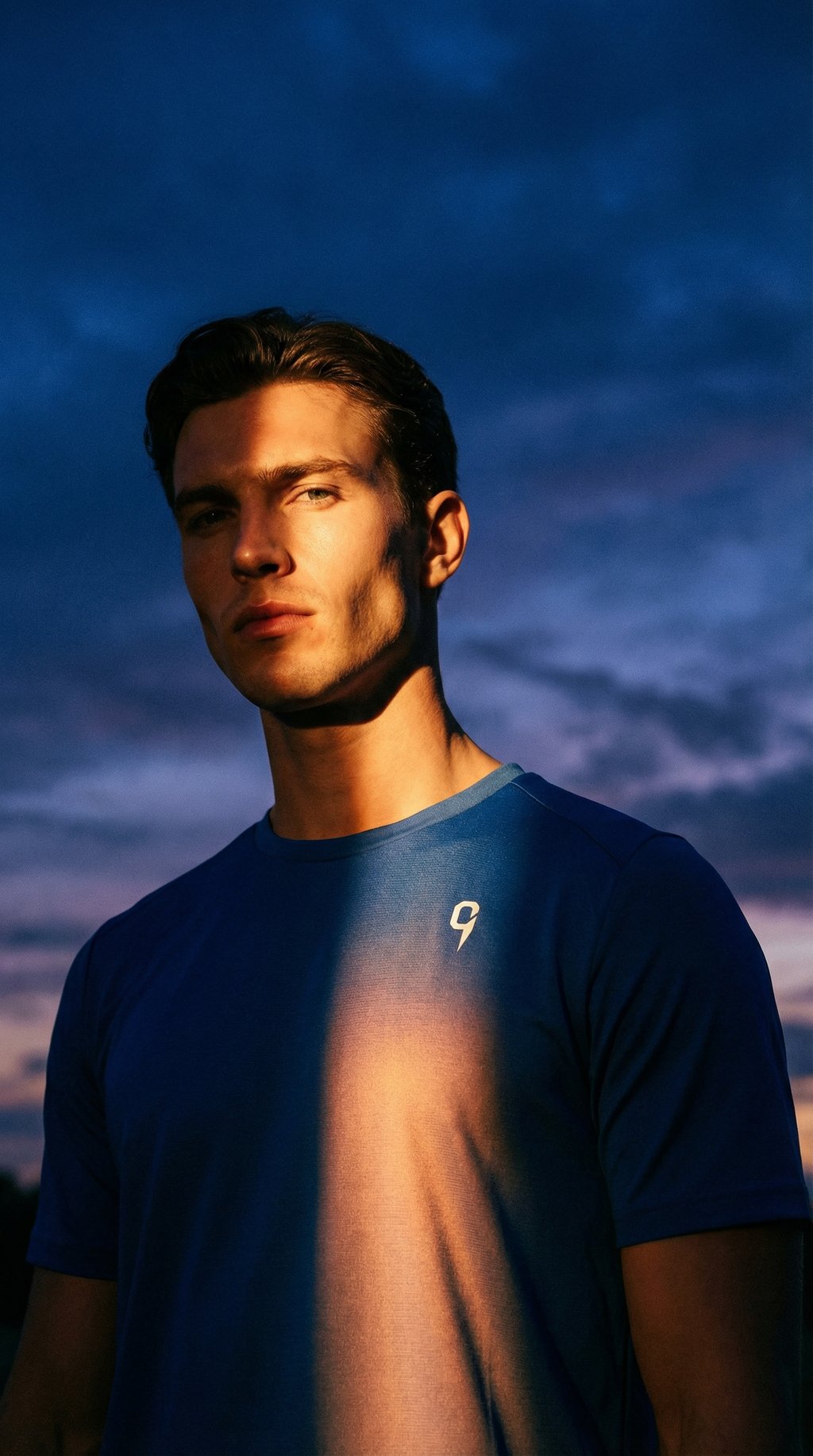 AI product shot of T-shirt deep blue