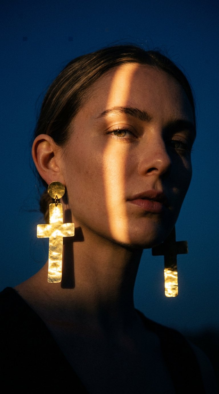 AI product shot of Orecchini Cross