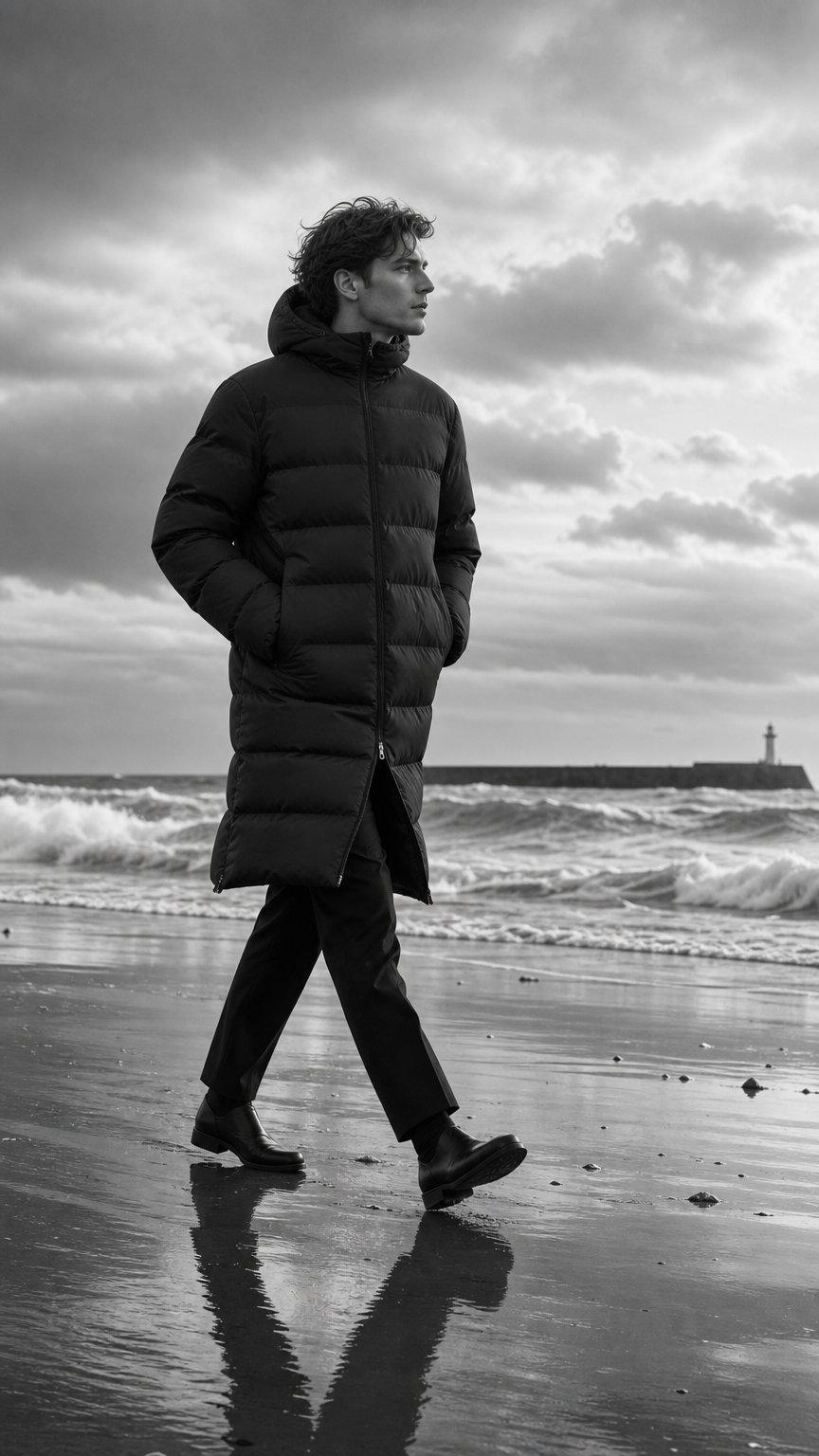 AI product shot of BLACK PREMIER PUFFER JACKET