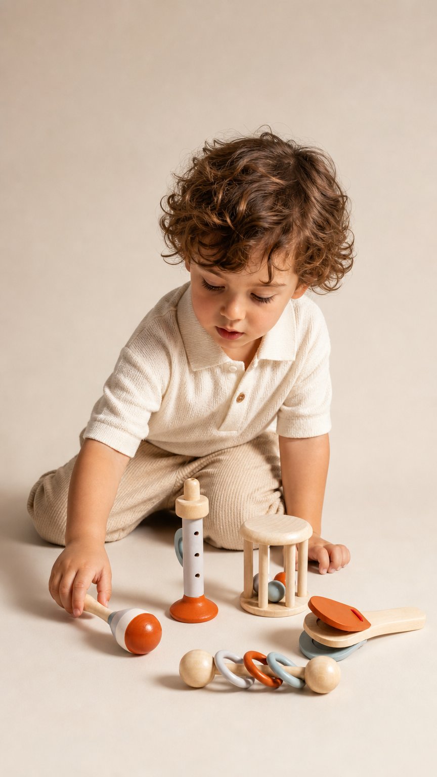 AI product shot of Wholesale Montessori Wooden Hand-eye Coordination Training Toys Textile Drum Wood Sensory Toys for Children Logical Thinking Set
