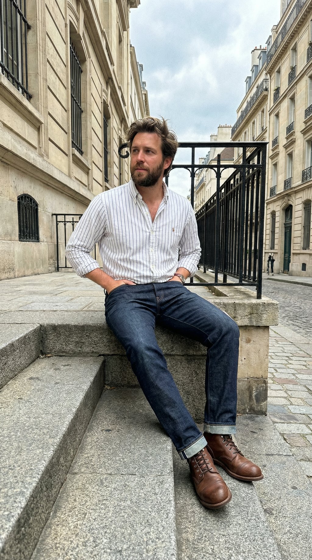 AI product shot of Polo Ralph Lauren Custom Fit Striped Oxford Shirt