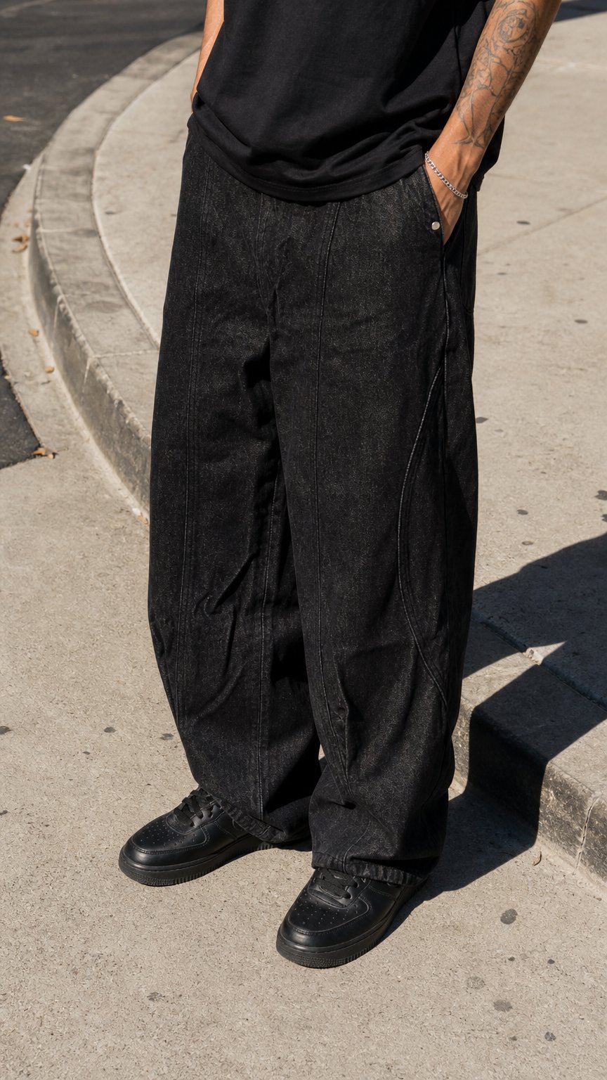 AI product shot of A PAINLESS KRUEL WORLD Baggy Jeans