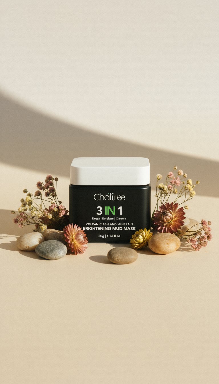 AI product shot of Charwee 3-in-1 Volcanic Ash & Minerals Brightening Mud Mask