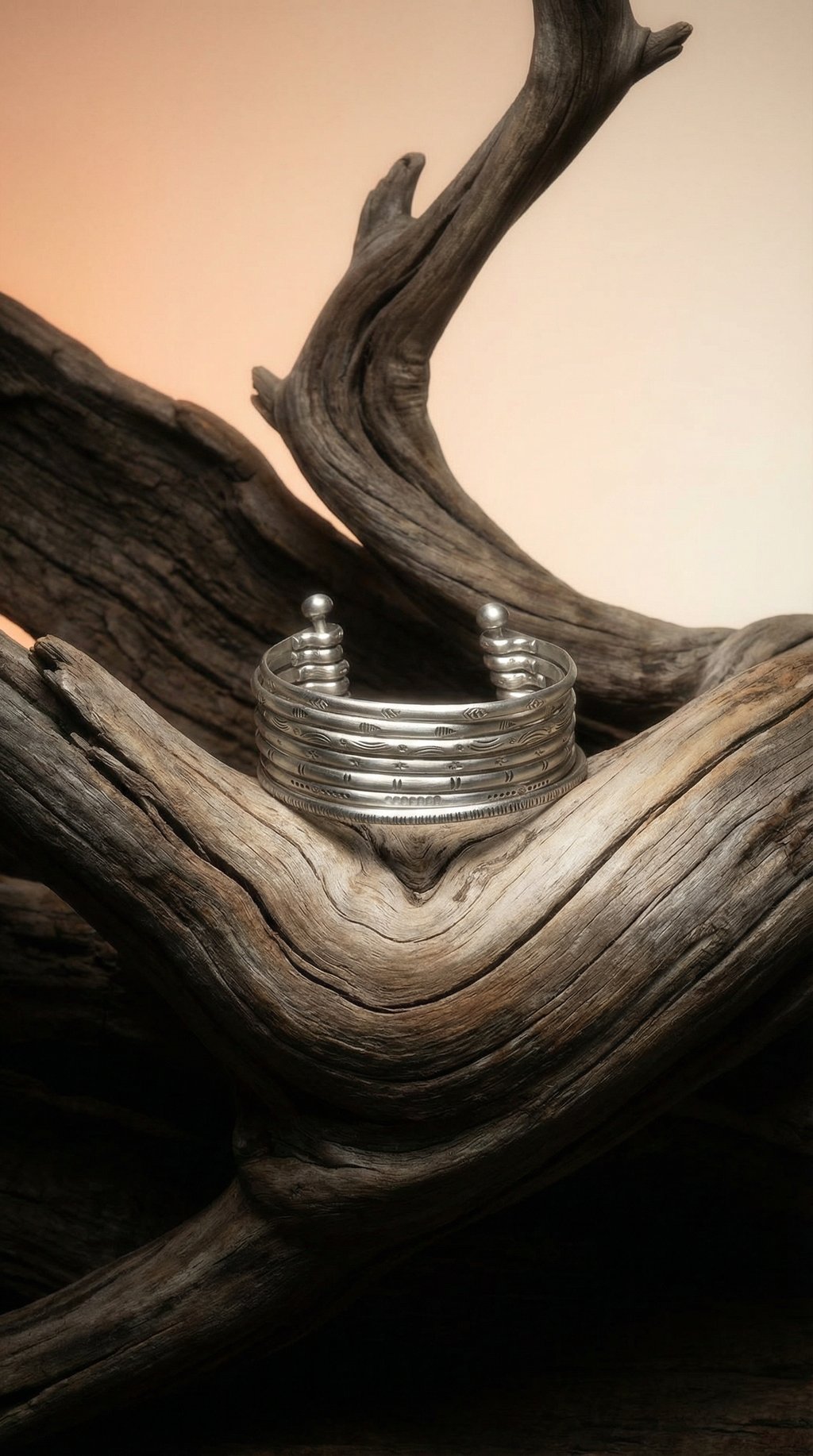 AI product shot of Small Silver Multi Bangle Cuff