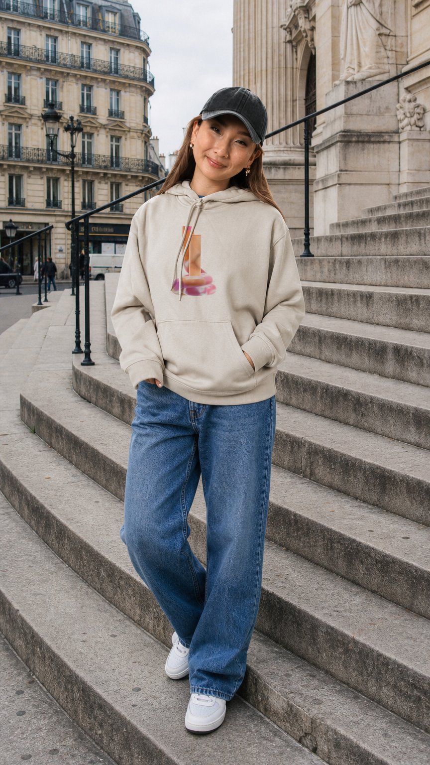 AI product shot of Print on demand hoodies with Gelato