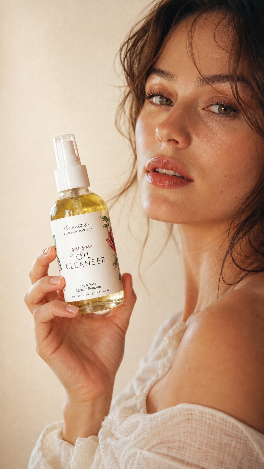 AI product shot of Yuzu Oil Cleanser