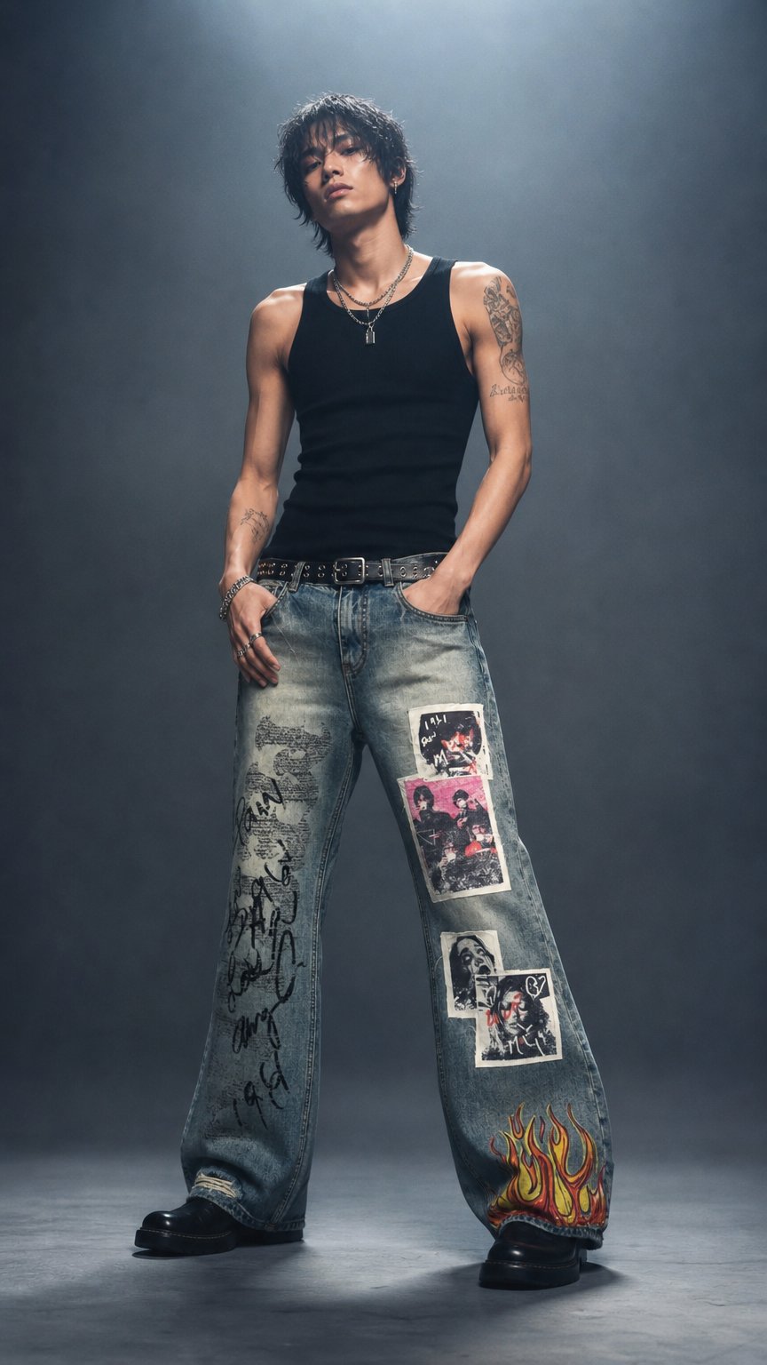 AI product shot of Flame In Pain Jeans