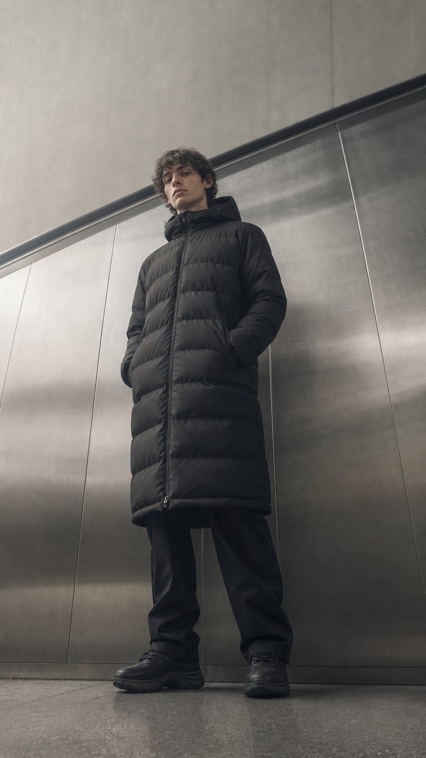 AI product shot of BLACK PREMIER PUFFER JACKET