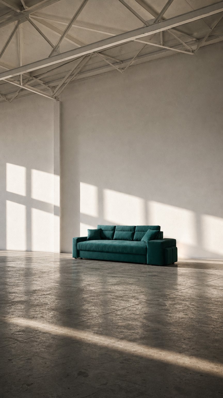 AI product shot of Kanapa Dalia z pufami , na wymiar