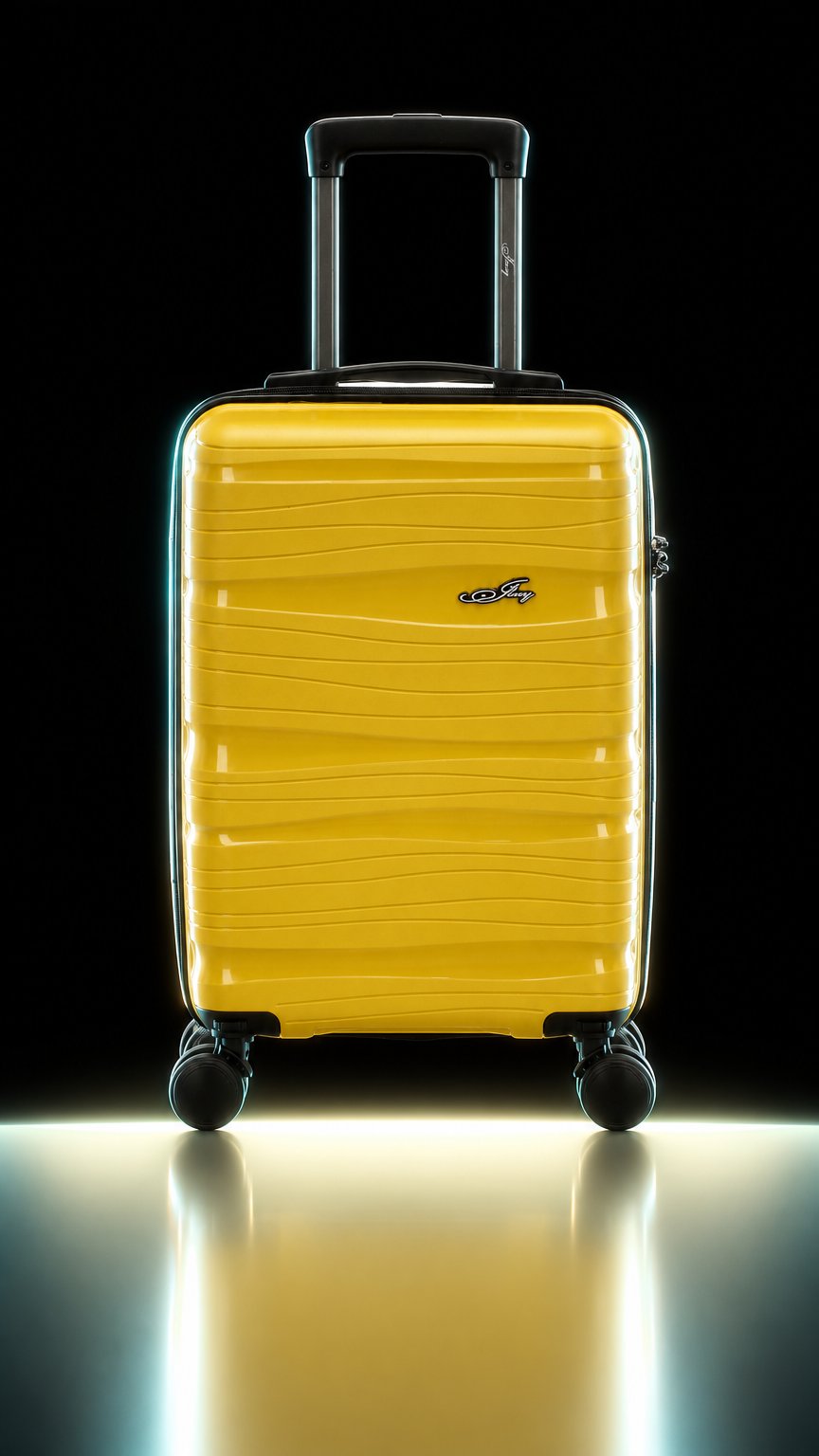 AI product shot of Cestovní plastový kufr Julius SADA, žlutý