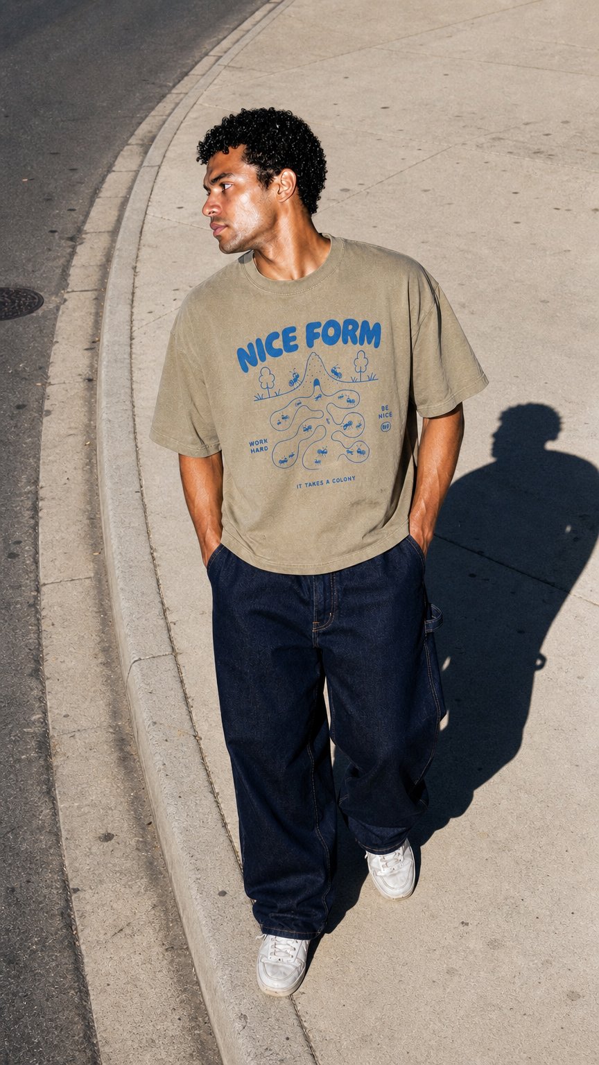 AI product shot of "It Takes a Colony" Boxy Tee