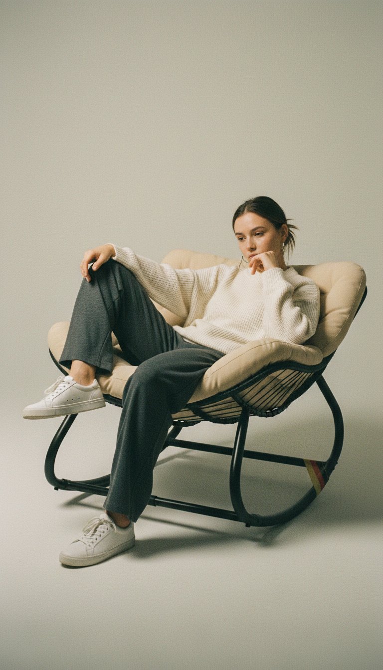 AI product shot of KESSER Rocking Chair for Indoor and Outdoor Use, Ergonomic Rocking Chair, Maximum Load of 120 kg, Recliner Chair with Non-Slip Feet, Weather-Resistant