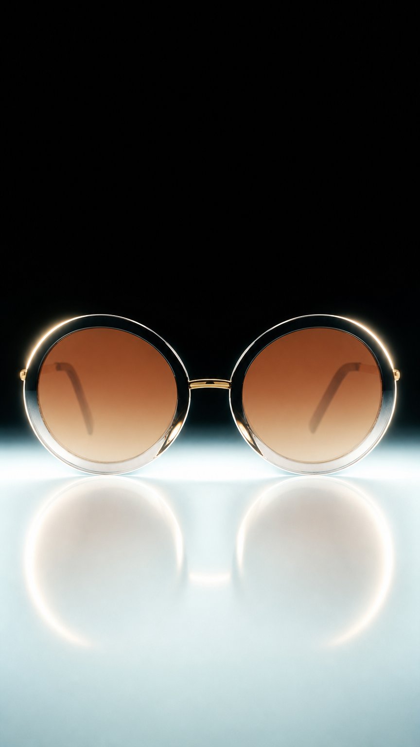 AI product shot of Okulary przeciwsłoneczne damskie okrągłe UV Inga Black/Clear