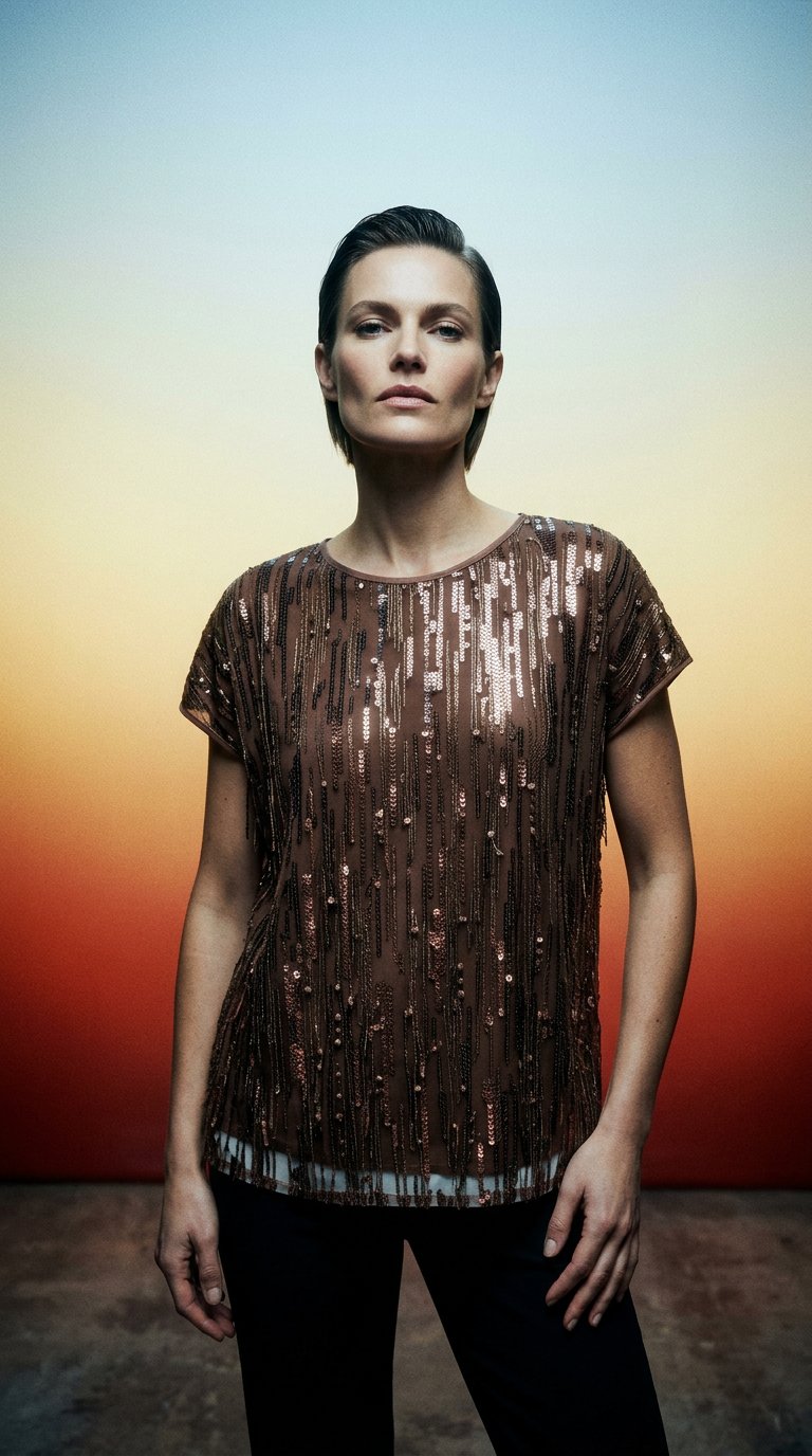 AI product shot of Sequence Beaded Top
