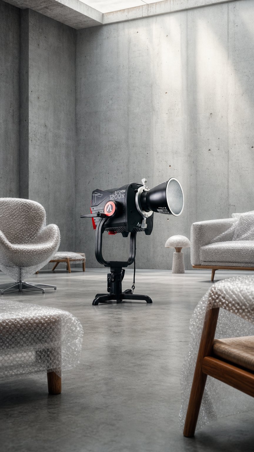 AI product shot of Aputure Storm 1200x Tunable White LED Light