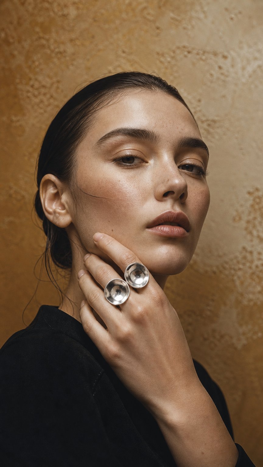 AI product shot of Bague Flora double fleur