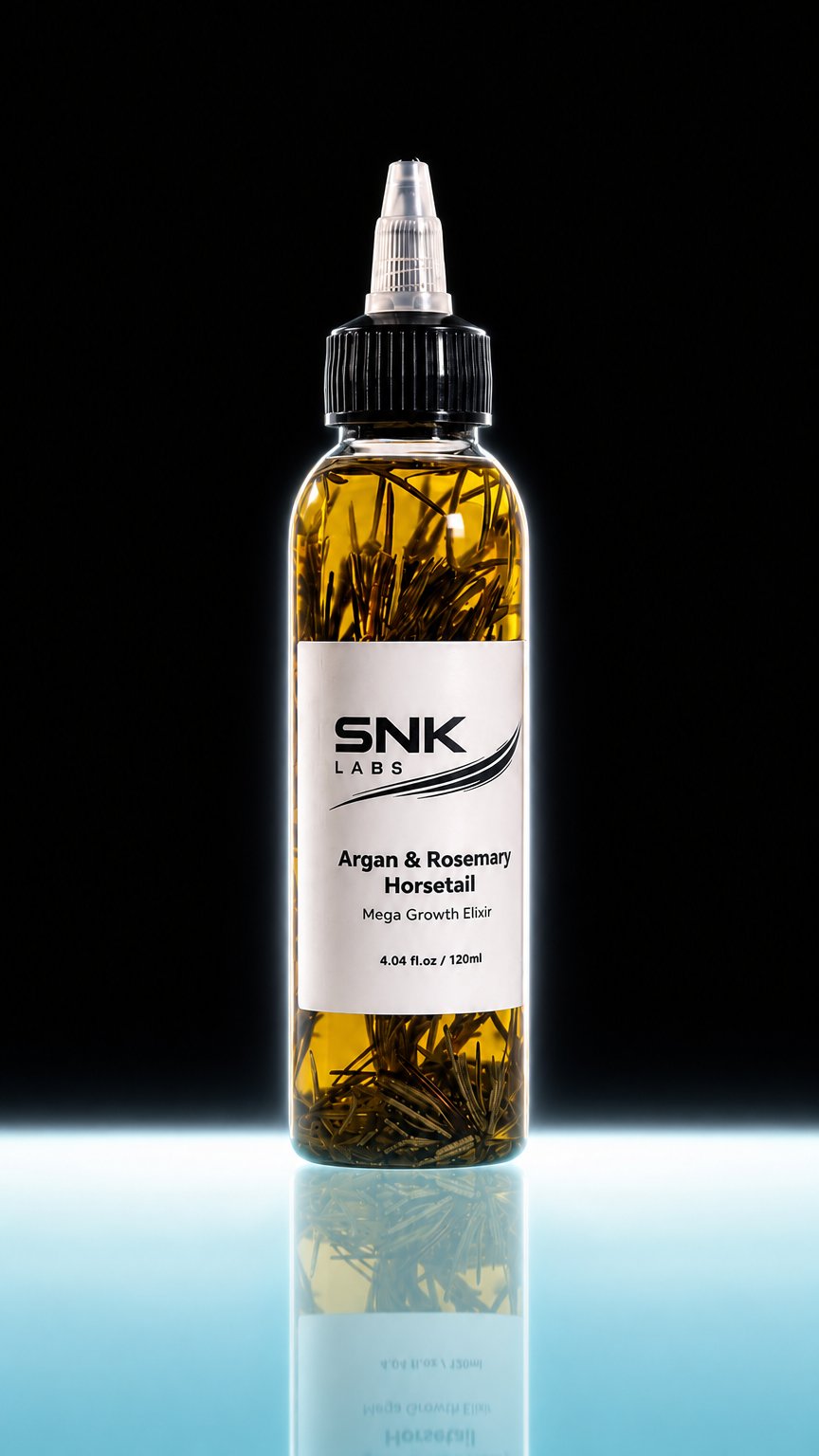 AI product shot of Argan & Rosemary Horsetail - Mega Growth Elixir - 4 Pack