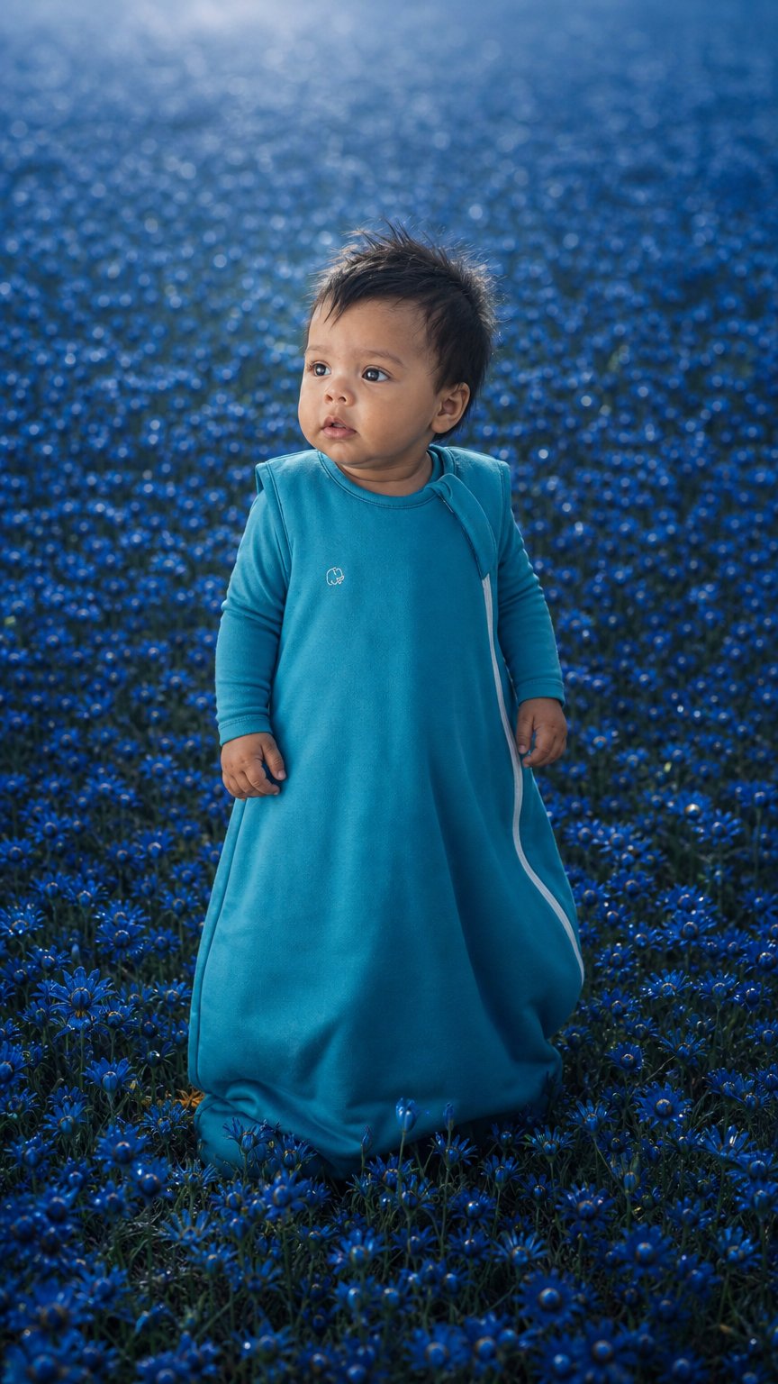 AI product shot of Organic Bamboo Sleeping Bag- Deep Blue