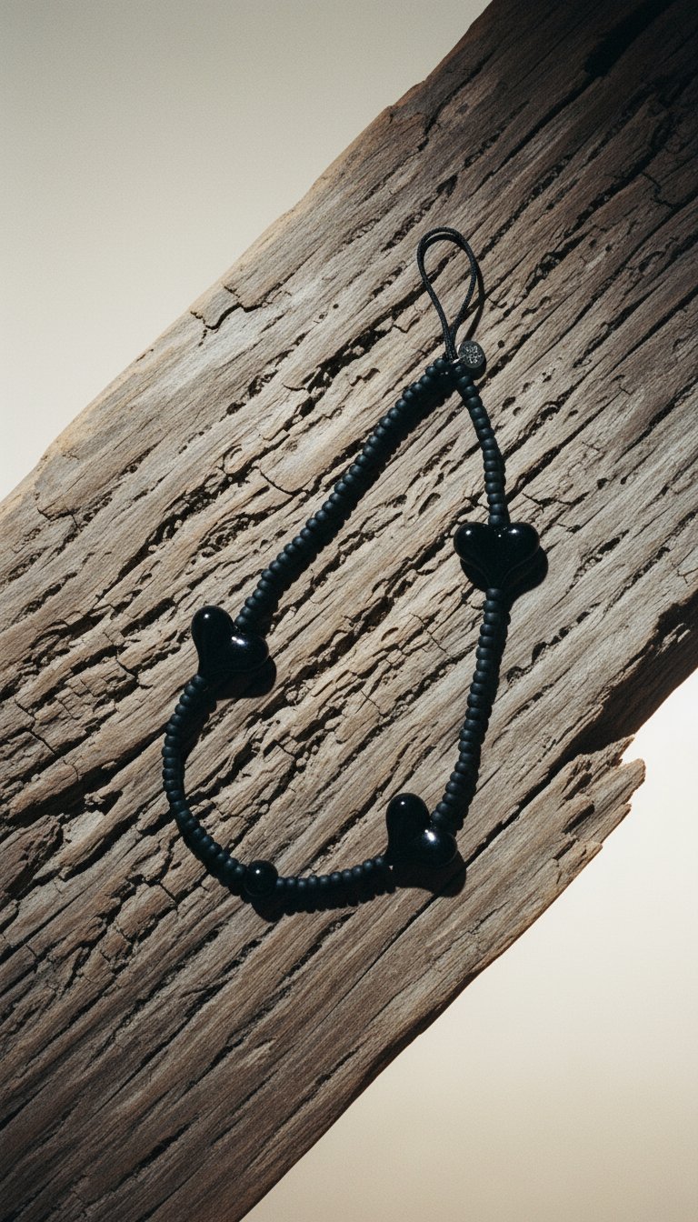 AI product shot of Midnight Request Line Wristlet Phone Strap