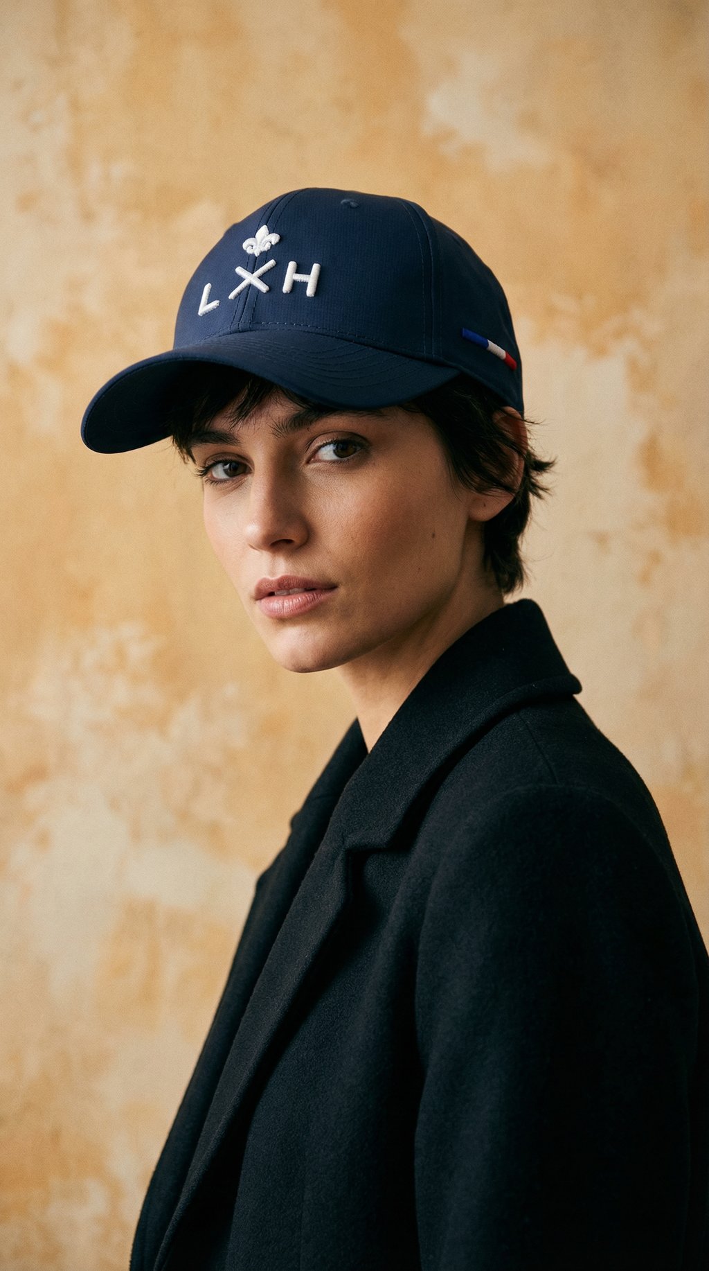 AI product shot of Navy Blue Nylon “Heritage” Cap