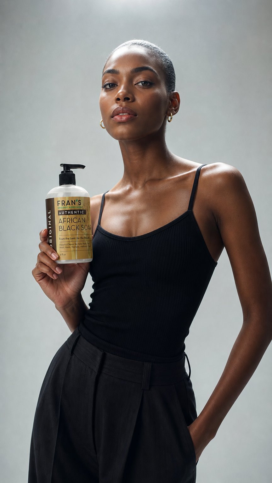 AI product shot of Liquid African Black Soap