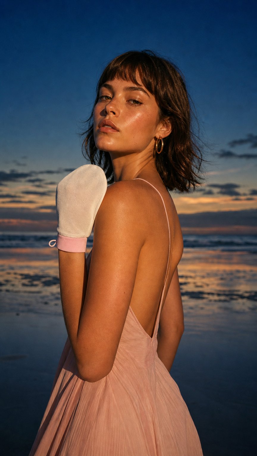 AI product shot of Face & Body Set Silk Exfoliating Glove