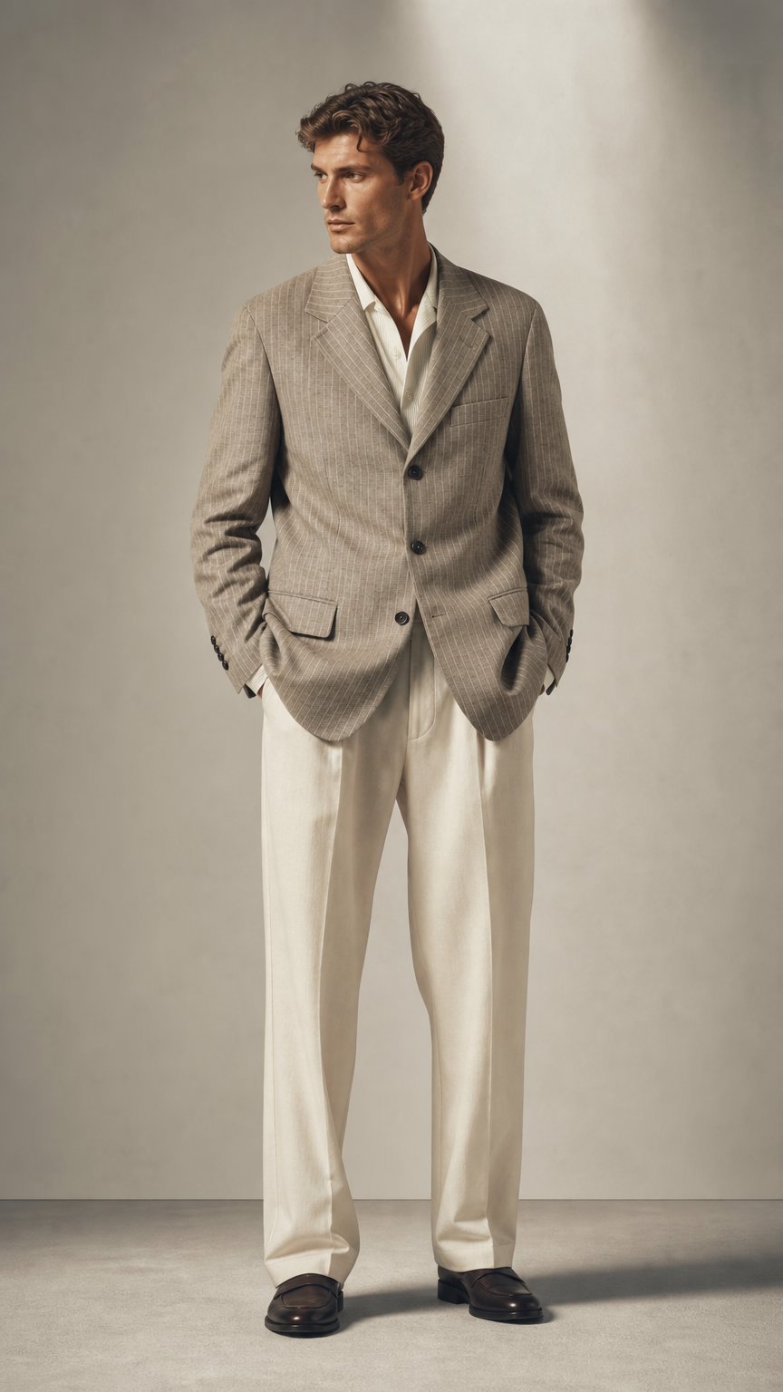 AI product shot of Sunflower Show Blazer - Dark Sand Stripe