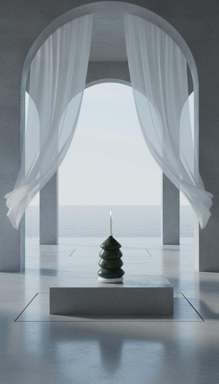 AI product shot of 2-in-1 Weihnachtlicher Kerzen- und Teelichthalter Cutemas aus Marmor