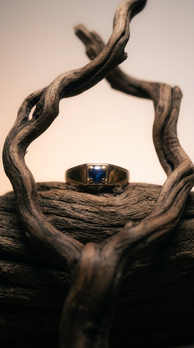 AI product shot of 10K Gold Ring Blue Stone