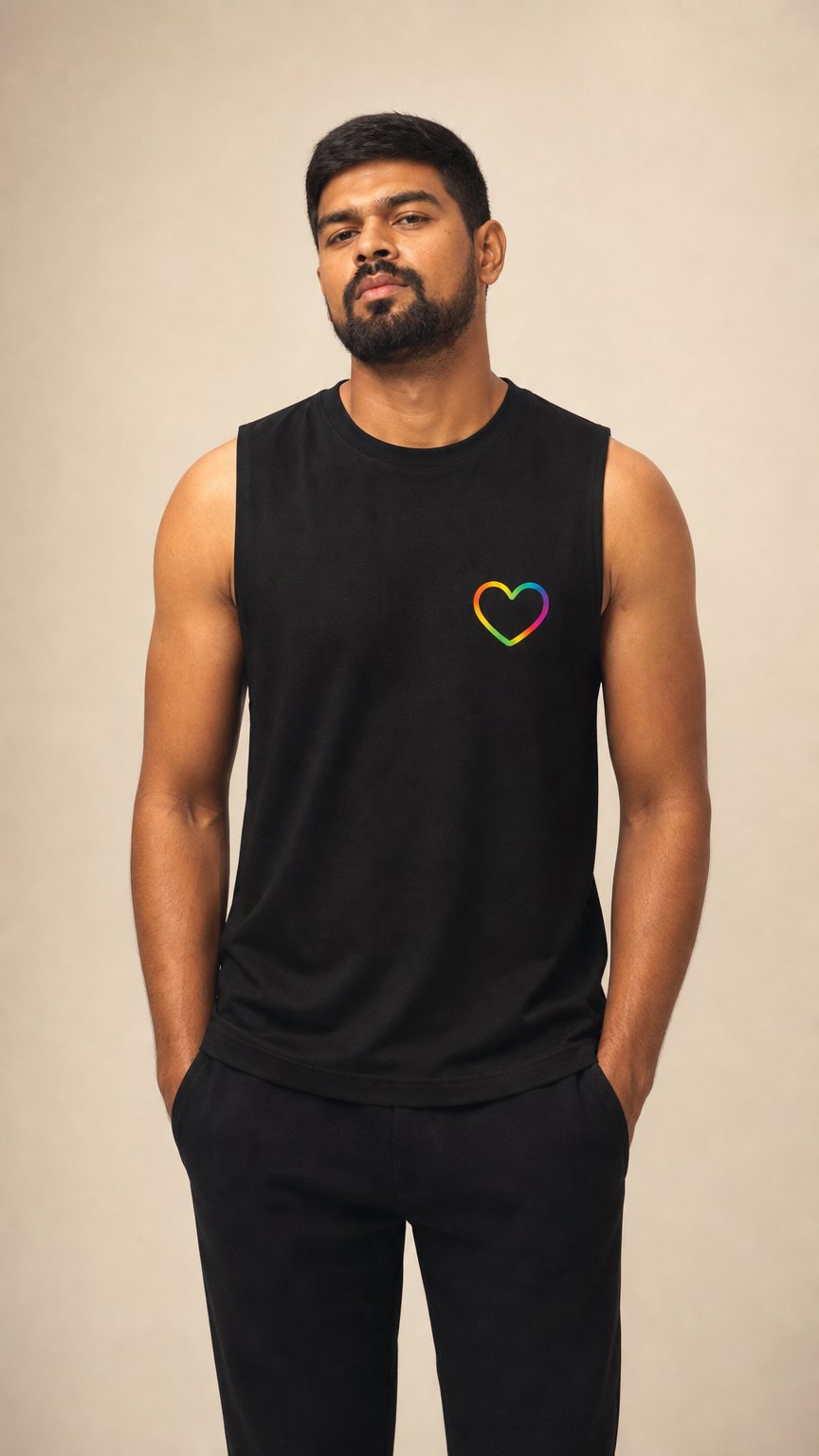 AI product shot of Kindr Heart Muscle Tank