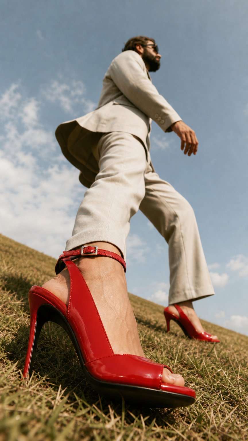 AI product shot of Flavien 100 Rouge Cuir Vernis