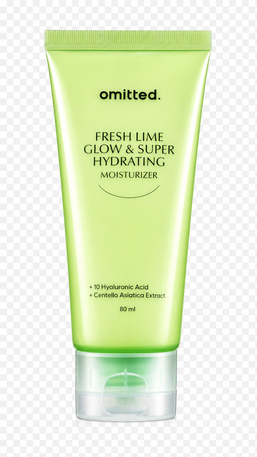 AI product shot of Omitted Fresh Lime Glow & Super Hydrating Moisturiser 80ml