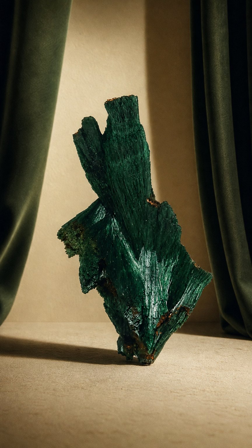 AI product shot of MALACHITE (FIBROUS) NATURAL CRYSTAL